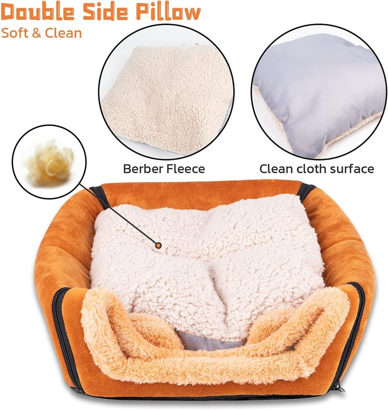 Pet Soft Guinea Pig & Rabbit Cozy Hideout House - Small Animal Bed for Guinea Pigs, Rabbits, Hamsters, Rats & Chinchillas Cave Bed (Brown) - Image 5